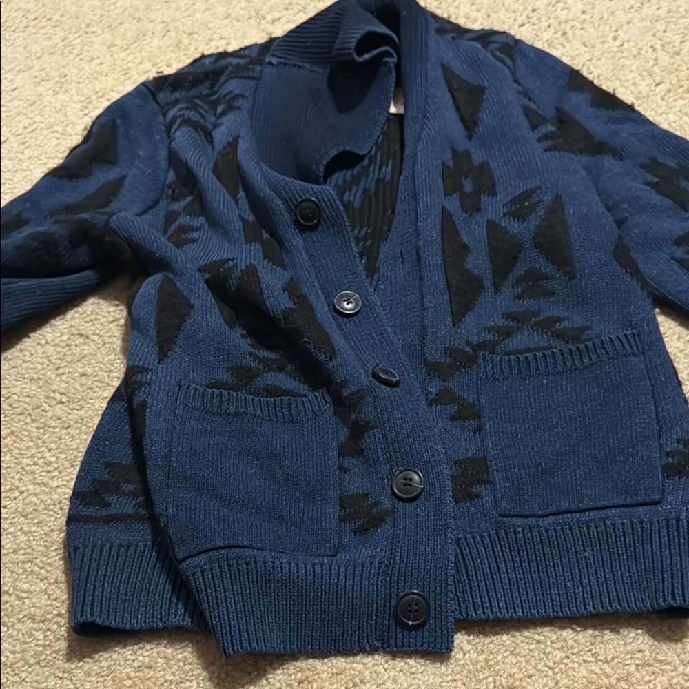 Lucky Brand Blue and Black Cardigan Sweater